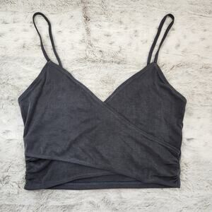 Victoria's Secret Dark Gray Cross Front Wrap Crop Tank Top Size S